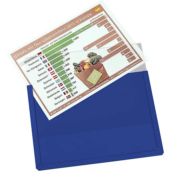 Magnet-Sichttasche aus Hart-PVC VE 10 Stk Format DIN A4 quer blau. 86198049 861980 49