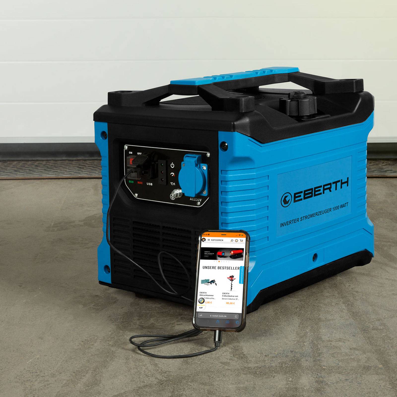 EBERTH 1000 Watt Inverter Stromerzeuger Notstromaggregat 2PS Benzin-4