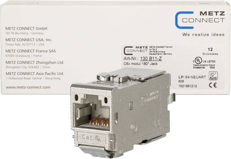 Metz Connect C6Amodul 180 Jack Cat. 6A geschirmt TN-C6Amod-180-12