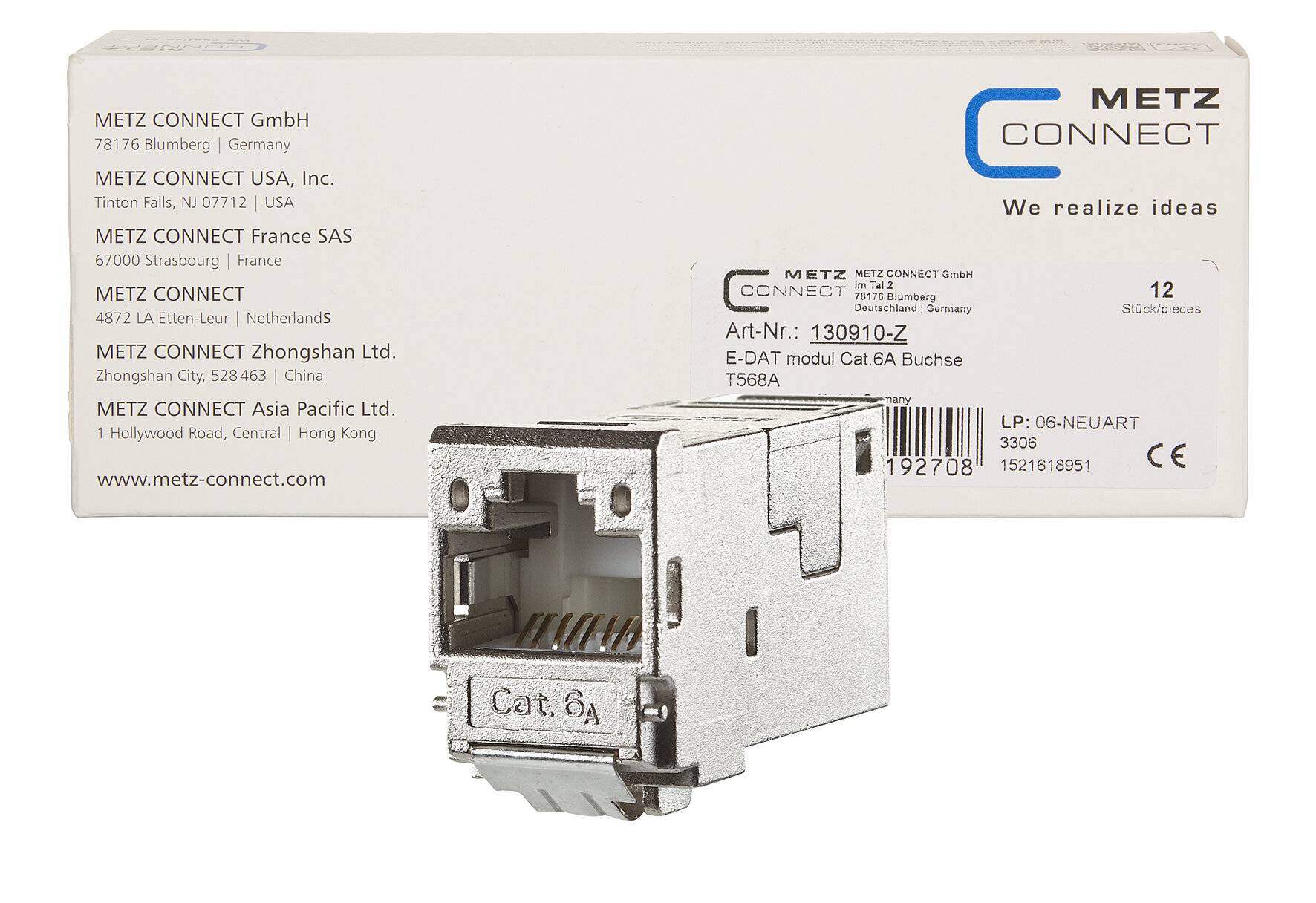 Metz Connect 130910-Z RJ45-Einbaumodul E-Dat, Modul-Steckgesicht CAT 6a 1 St.-4