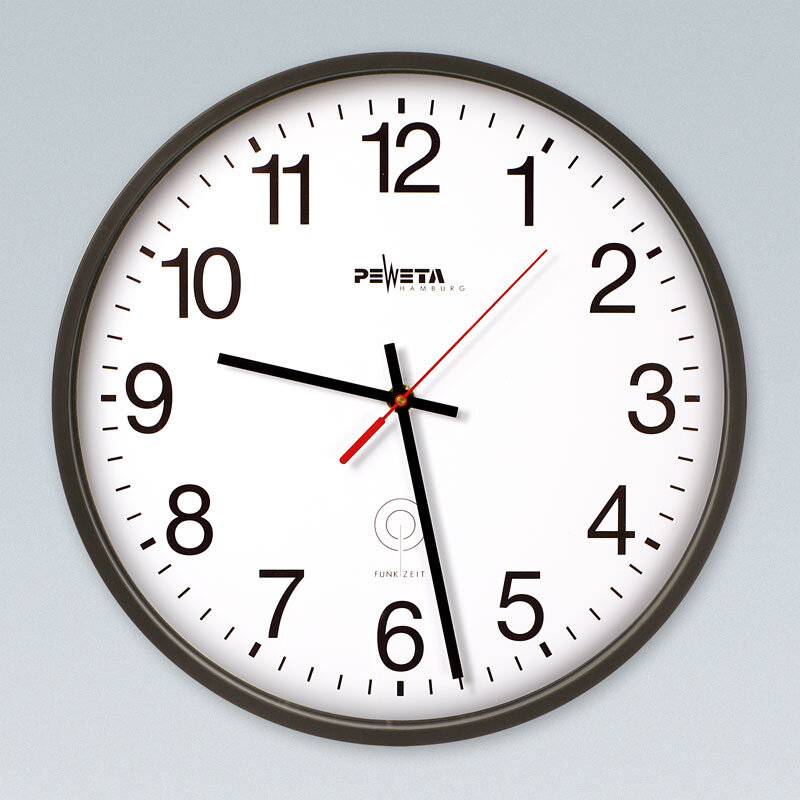 PEWETA Funk-Wanduhr DCF77 Typ 130, Ø 300 mm, schwarz-2