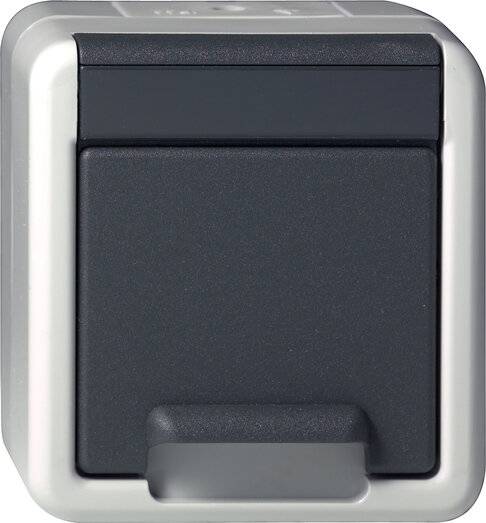 SCHUKO-Steckd. KD WG AP Grau 444030-2