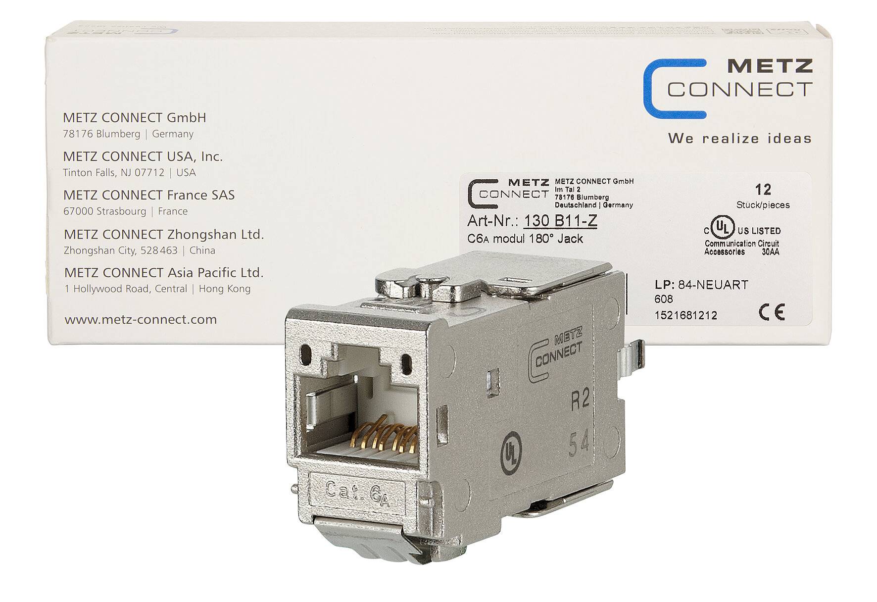 Metz Connect 130B11-Z RJ45-Einbaumodul E-Dat, Modul-Steckgesicht CAT 6a 1 St.-2