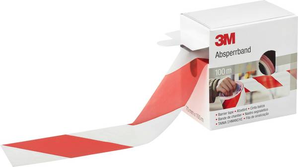3M Deutschland Absperrband 70mmx100m, rot-w 596615 (Rolle 100m) 70 mm