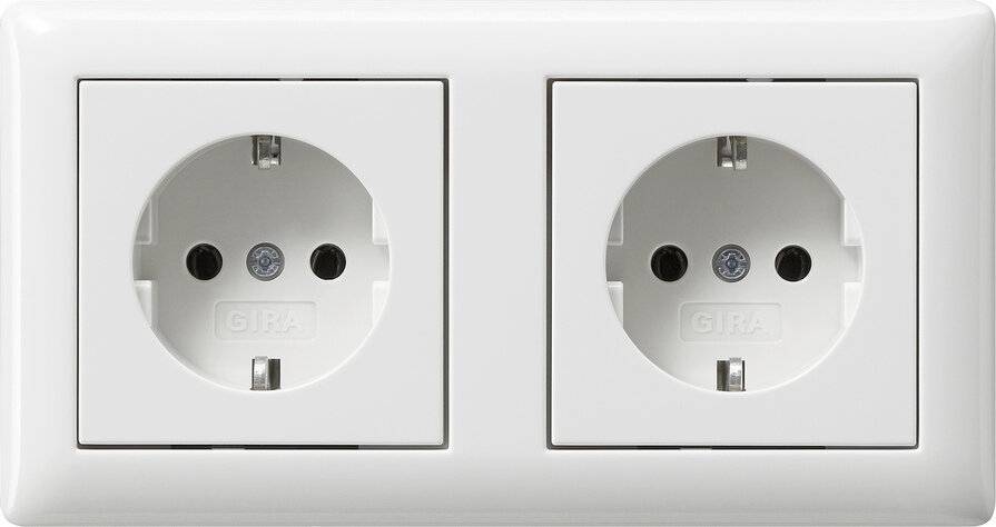 SCHUKO-Steckd. 2f verdr. + 479303 Rahmen Standard 55 Reinweiß-2
