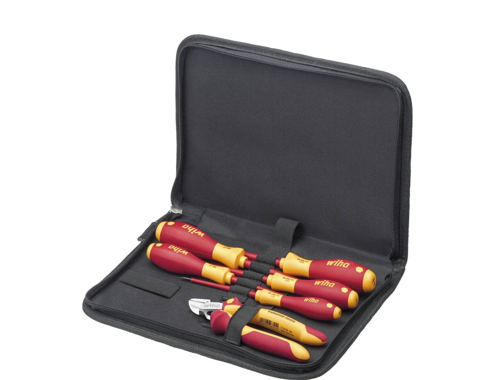 Wiha Werkzeug Set Elektriker Schraubendreher, Seitenschneider 7-tlg. inkl. Werkzeugmappe (33969)-2