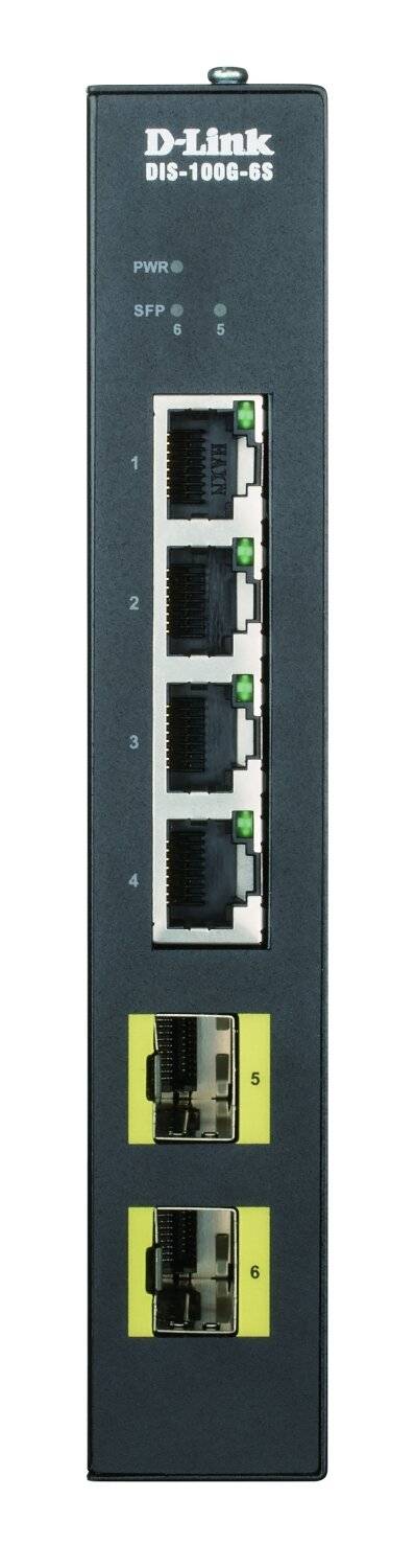 D-Link DIS-100G-6S Gigabit Switch Industrial 4Port RJ45 2x 100/1000M SFP-5