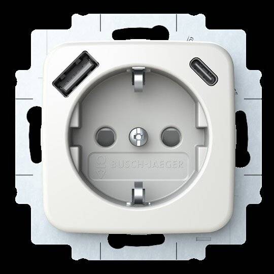 Busch-Jaeger SCHUKO/USB-Steckdose, USB-A+C, Reflex SI, alpinweiß, 1 Stk.-1