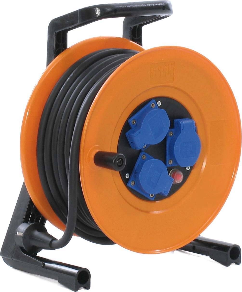 1St. Schill 230 40 424 000 Kunststoff-Kabeltrommel mit 3 Maschinensteckdosen Mit 40 m Kabel H07RN-F 3G1,5 IT 266.MD3.40K-1