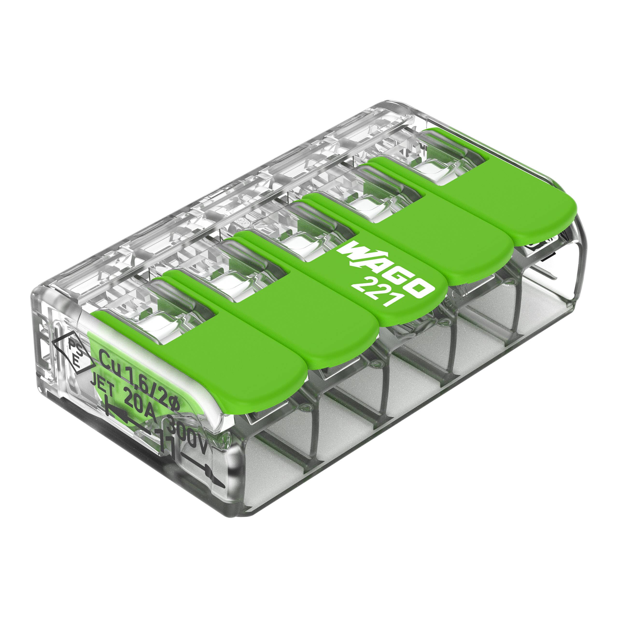 WAGO 221-425 Verbindungsklemme m.Hebel max.4qmm 5-Leiter transparent (Inhalt 25 Stück)-4