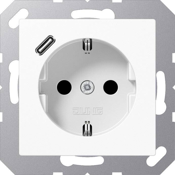 Jung Schutzkontakt-Steckdose A1520-18CWW mit USB Typ C-2