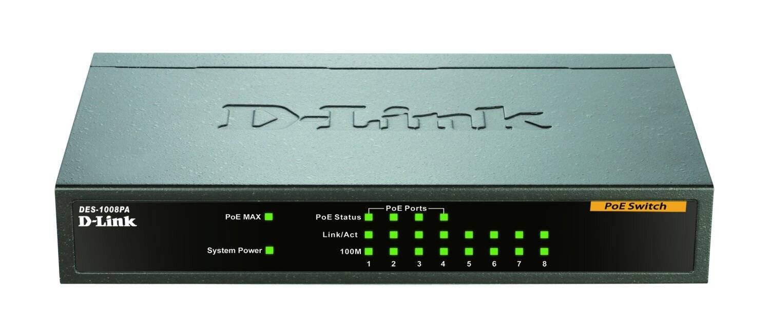 D-Link DES 1008PA - Switch - unmanaged - 4 x 10/100 (PoE)-8