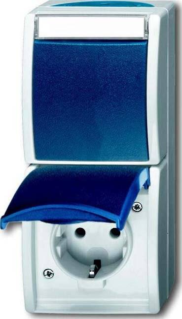 BUSCH JAEGER - Busch-Jaeger 2601/6/20 EBW-53, Typ F, 2P+E, Blau, Weiß, IP44, 250 V, 16 A-4