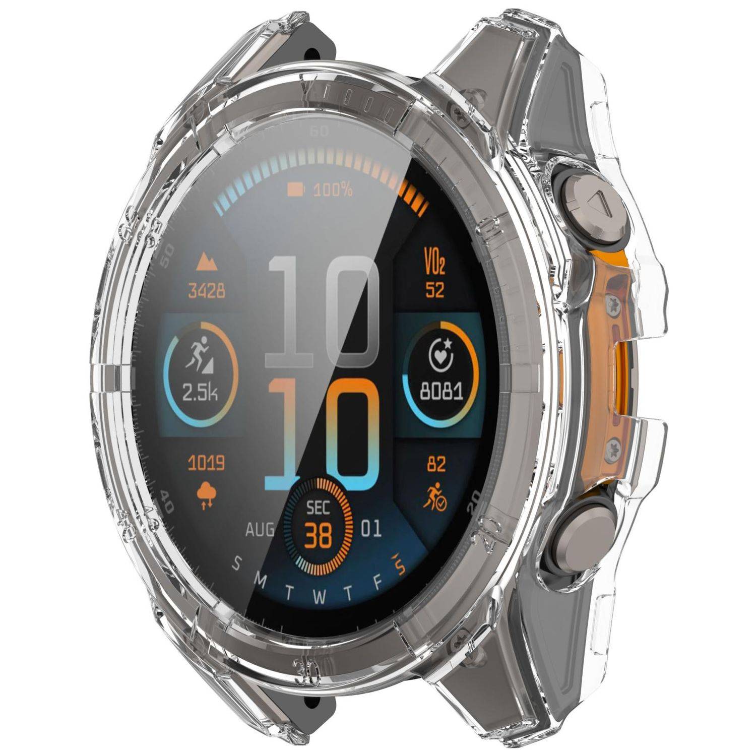 Für Garmin Tactix 8 Solar 51mm Kunststoff Schutz Hülle + 9H Glas Transparent-1