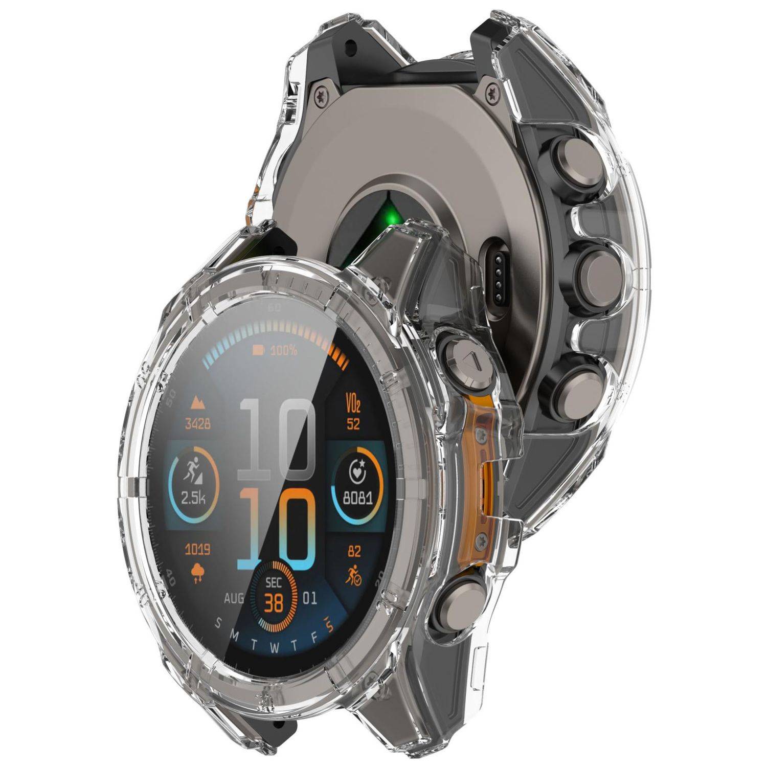 Für Garmin Tactix 8 Solar 51mm Kunststoff Schutz Hülle + 9H Glas Transparent-2