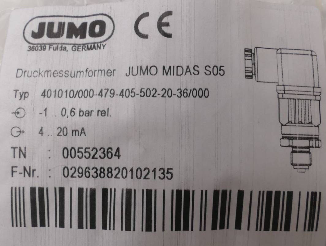Jumo - 401010/000-479-405-502-20-36/000 - Jumo MIDAS S05 Druckmessumformer | 401010/000-479-405-502-20-36/000-1