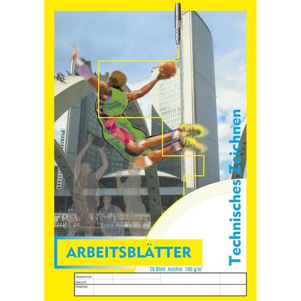 Arbeitsblätter für technisches Zeichnen 100g/qm weiß DIN A4 20 Blatt.