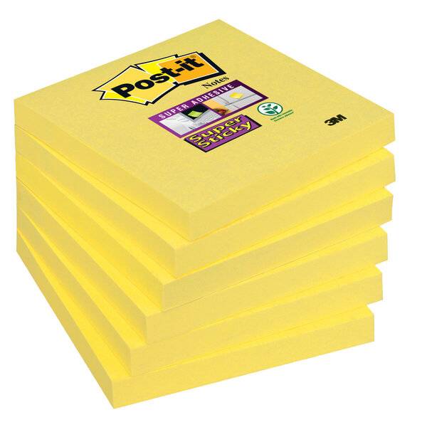 Haftnotiz Super Sticky Notes - 76 x 76 mm 6x 90 Blatt narzissengelb.