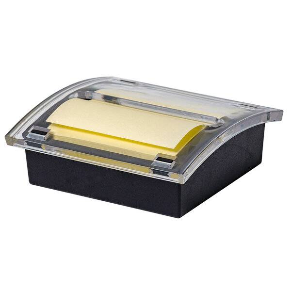 Haftnotizspender für Z-Notes - schwarz/transparent gefüllt.