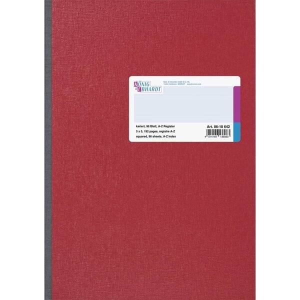 Kladde - A4 96 Blatt 70 g/qm kariert Register A-Z rot.