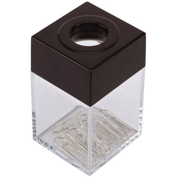 Büroklammernspender eckig - schwarz/transparent 42 x 70 x 42 mm.-0