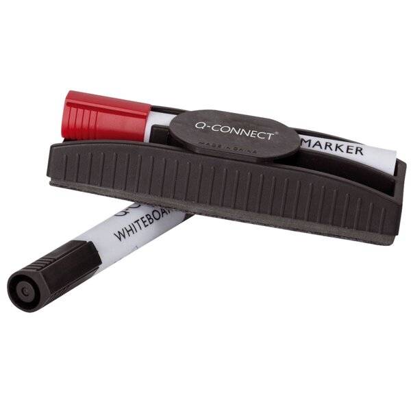 Tafelwischer mit Stiftehalter - inkl. 2 Stifte magnethaftend schwarz.-0