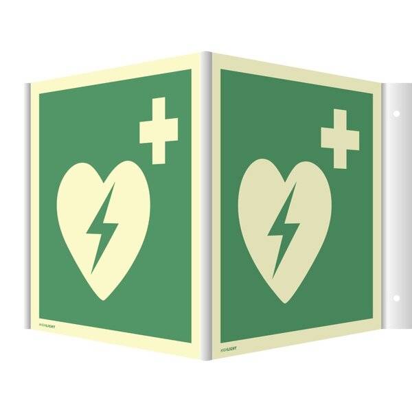 Winkelschild Automat. ext. Defibrillator Kunststoff nachl. 160-mcd 148x148 mm.-0