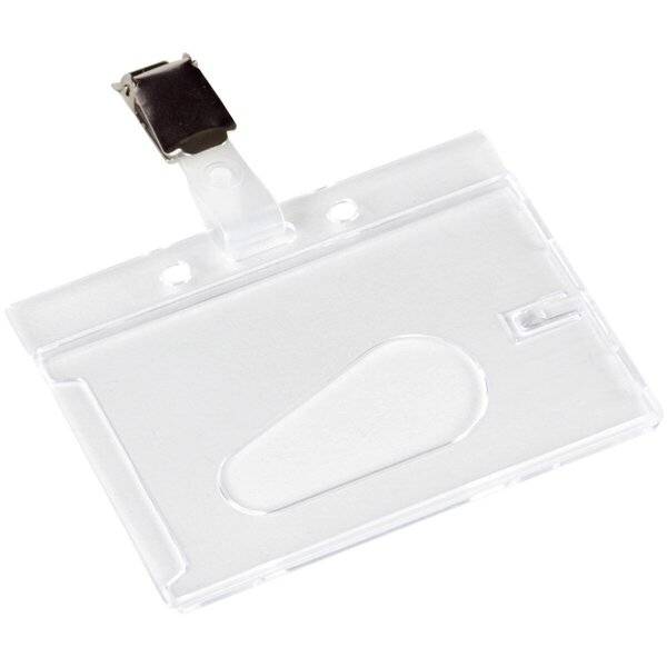 Ausweishülle mit Clip - 85 x 54 mm Hartplastik transparent 10 Stück.-0