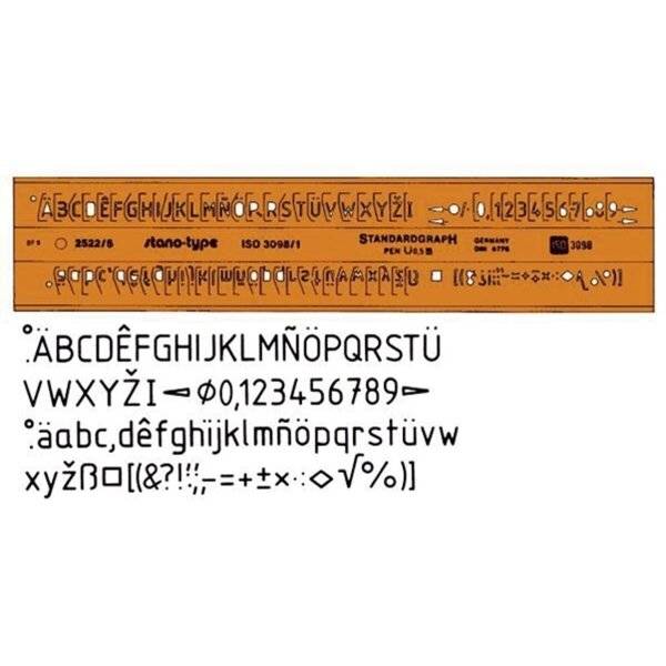 Schriftschablone Typ B gerade (Mittelschrift) 3,5 mm.
