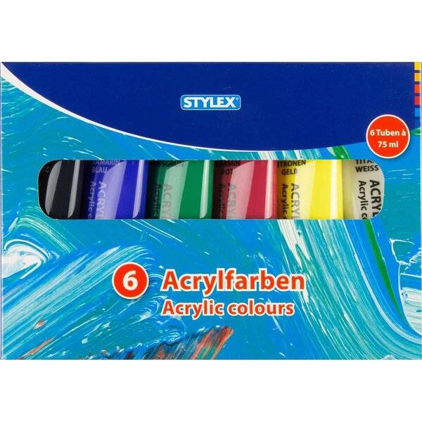 Acrylfarbe - 6 Tuben á 75 ml.