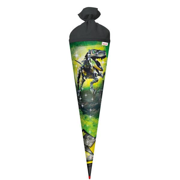 Schultüte Robo-Rex - rund grün/schwarz 70 cm.-0