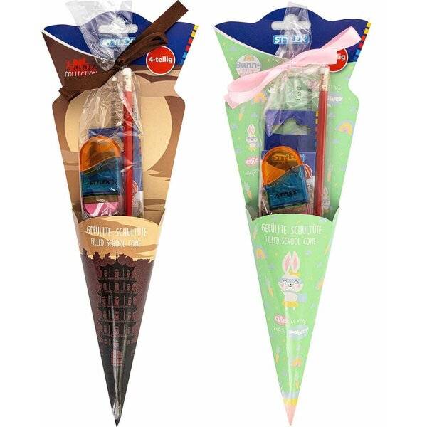 Schultüte 35cm mehrfarbig 4-teilig gefüllt.