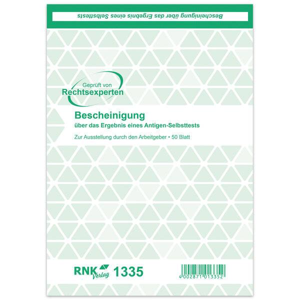 Bescheinigung Selbsttest Block DIN A5 50 Blatt.-0