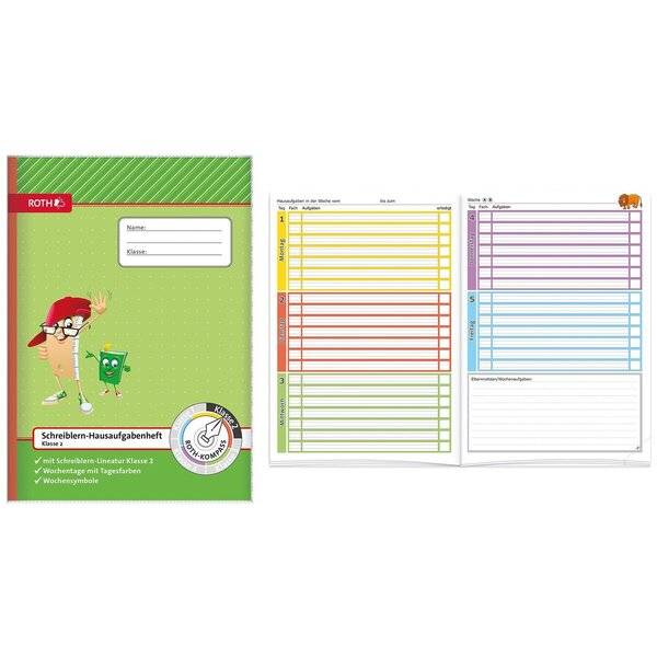 ROTH - Hausaufgabenheft A4 Klasse 2 Schutzumschlag Schreiblernlineatur-0