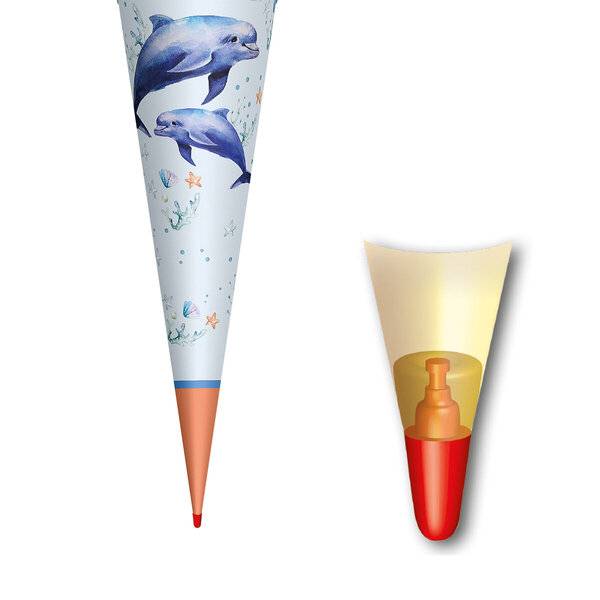 Schultüte Delfin Duo - rund 70 cm.-1