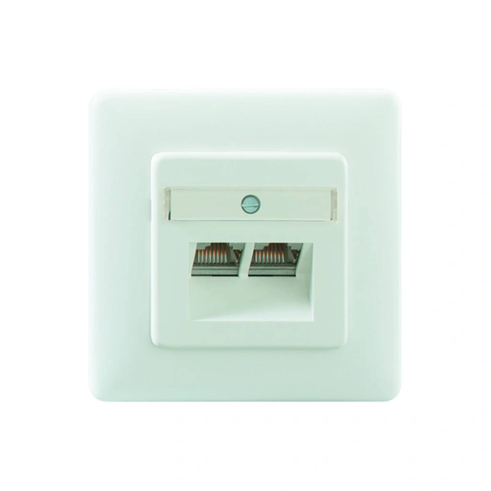 Rutenbeck Anschlussdose 2-fach, Cat6a iso FLEX, mit Abdeckung, polarweiss, 1 Stk.-0