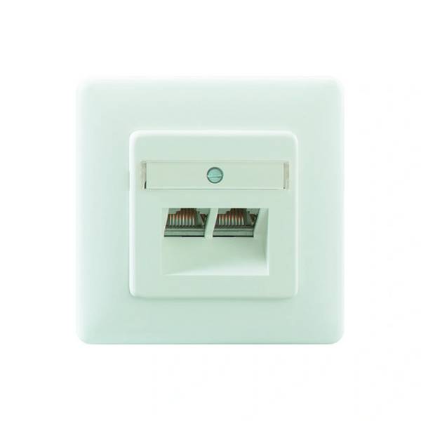 Rutenbeck Anschlussdose 2-fach, Cat6a iso FLEX, mit Abdeckung, polarweiss, 1 Stk.