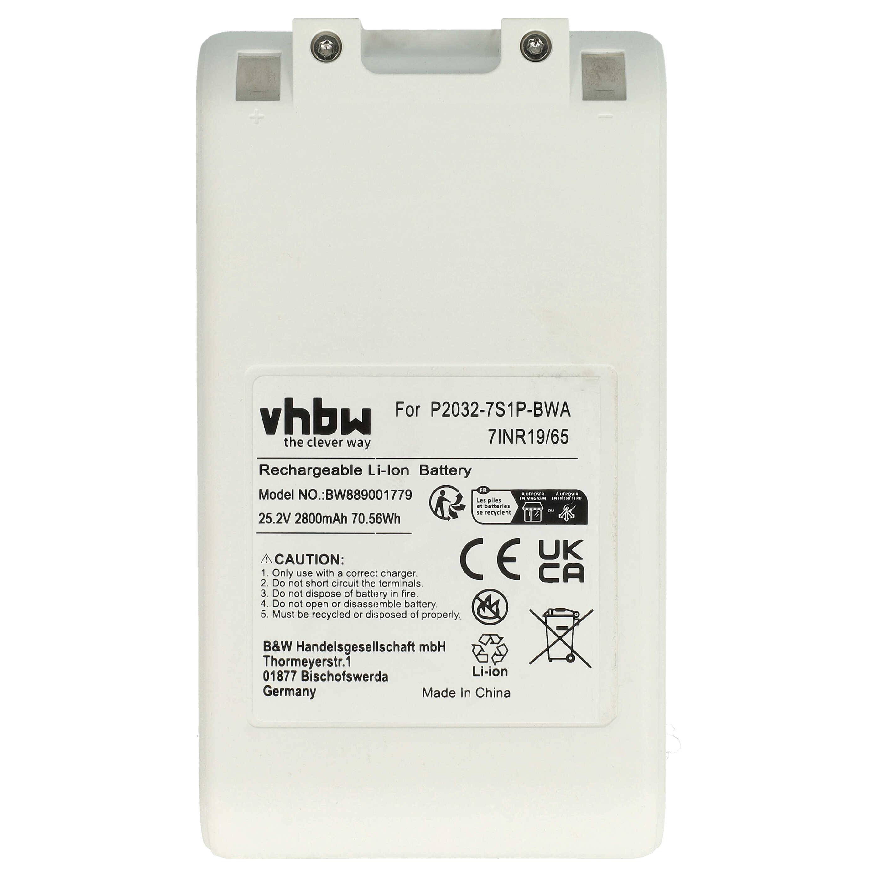 vhbw Akku Ersatz für Xiaomi V2209-7S1P-BCB 7INR19/66 | V2209-7S1P-BCA P2046-7S1P für Staubsauger Weiß (2800 mAh, 25,2 V-1