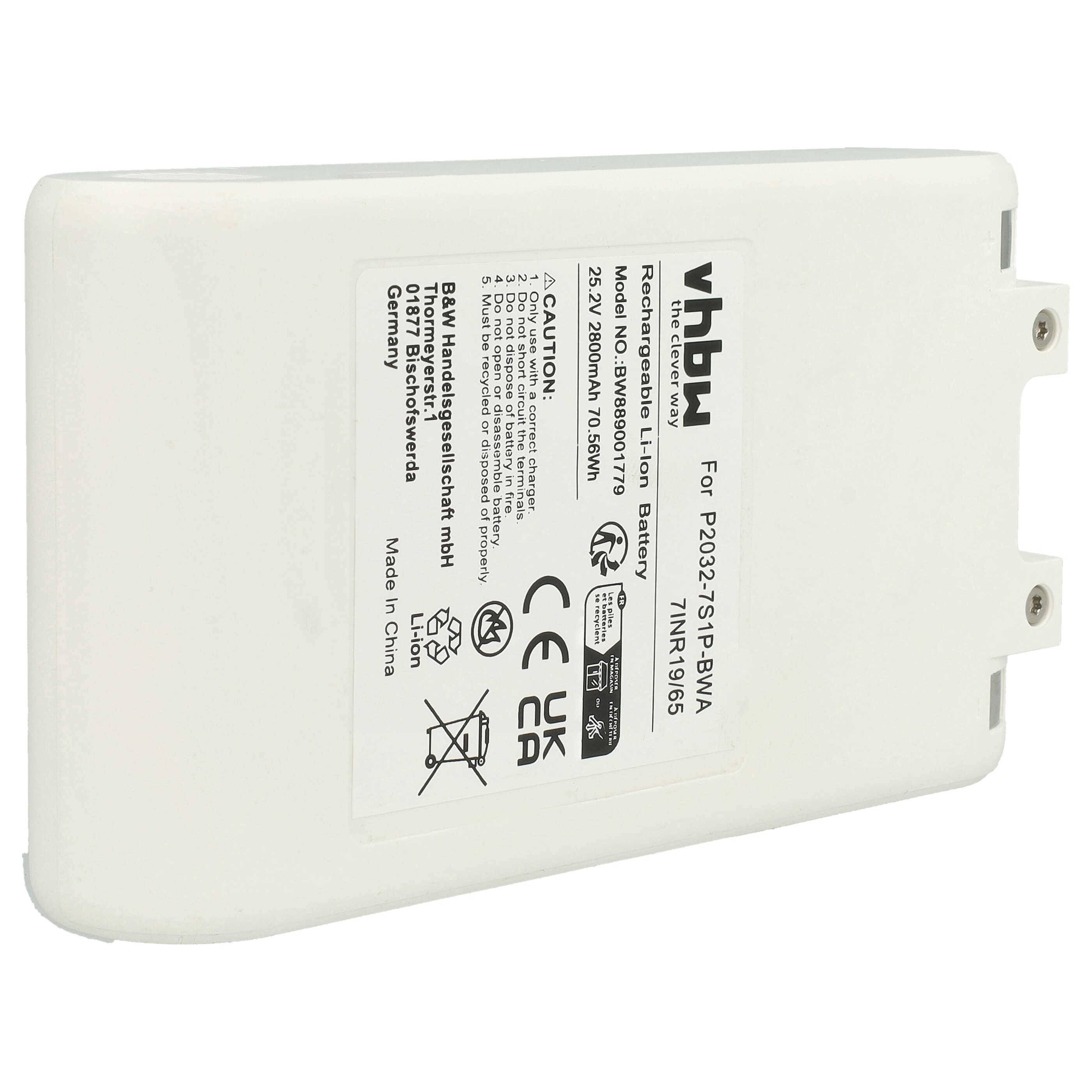 vhbw Akku Ersatz für Xiaomi V2209-7S1P-BCB 7INR19/66 | V2209-7S1P-BCA P2046-7S1P für Staubsauger Weiß (2800 mAh, 25,2 V-2