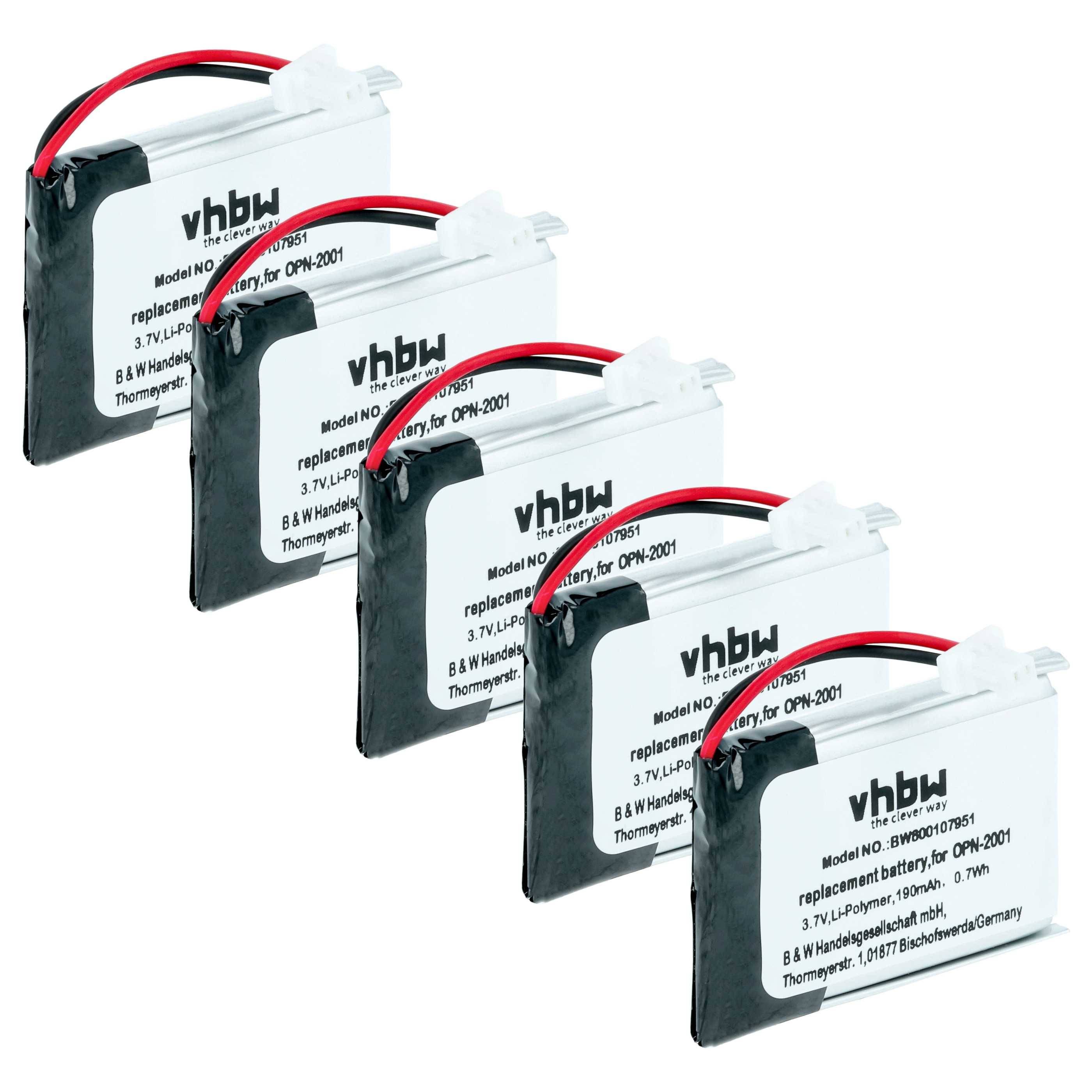 vhbw 5x Akku Ersatz für Opticon OPN-2001 | für Barcodescanner POS (190 mAh, 3,7 V, Li-Polymer)-0