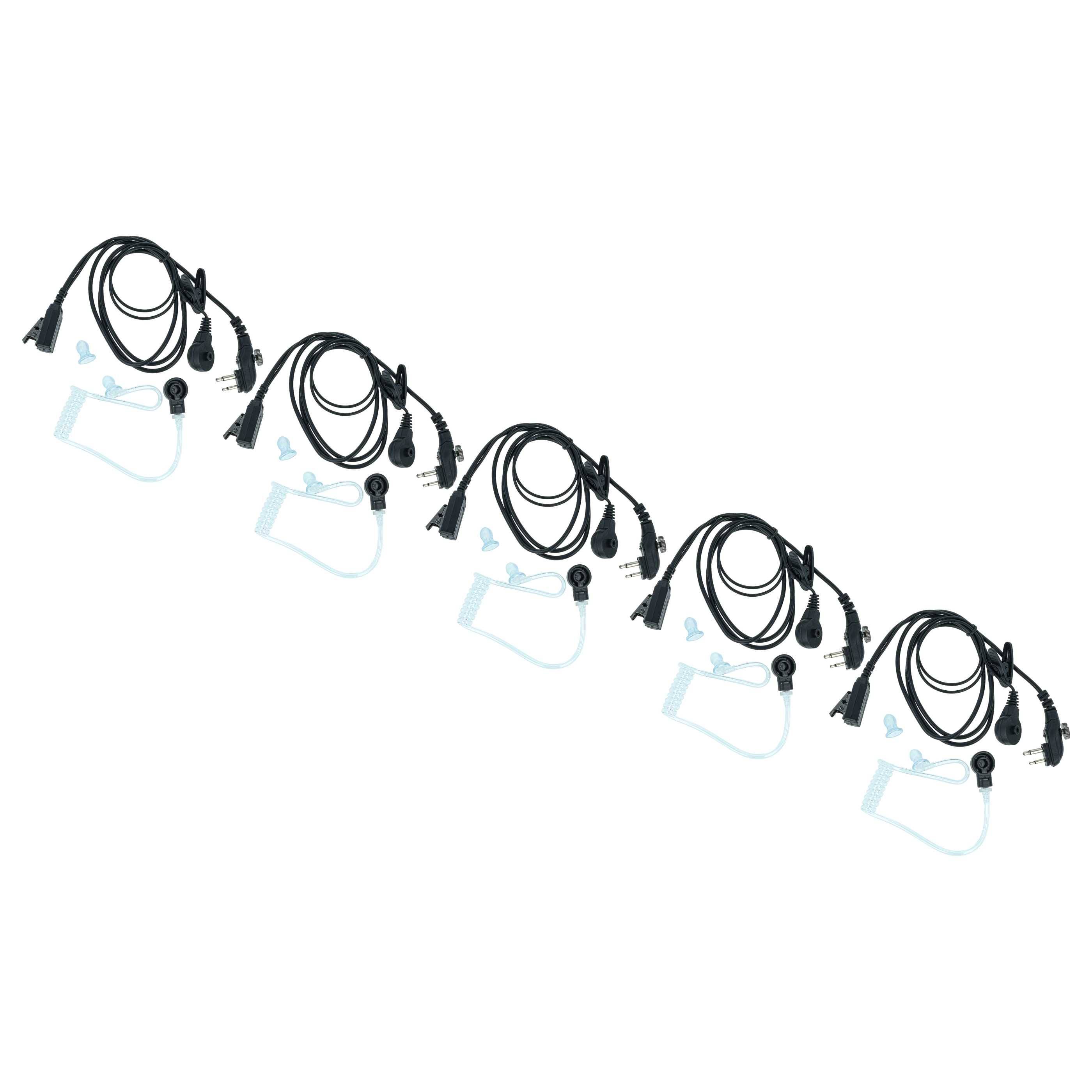 vhbw 5x Headset kompatibel mit Hyt / Hytera TD510 | TD520, PD560, TC620, PD500 Funkgerät mit PTT Mikrofon - transparent-0