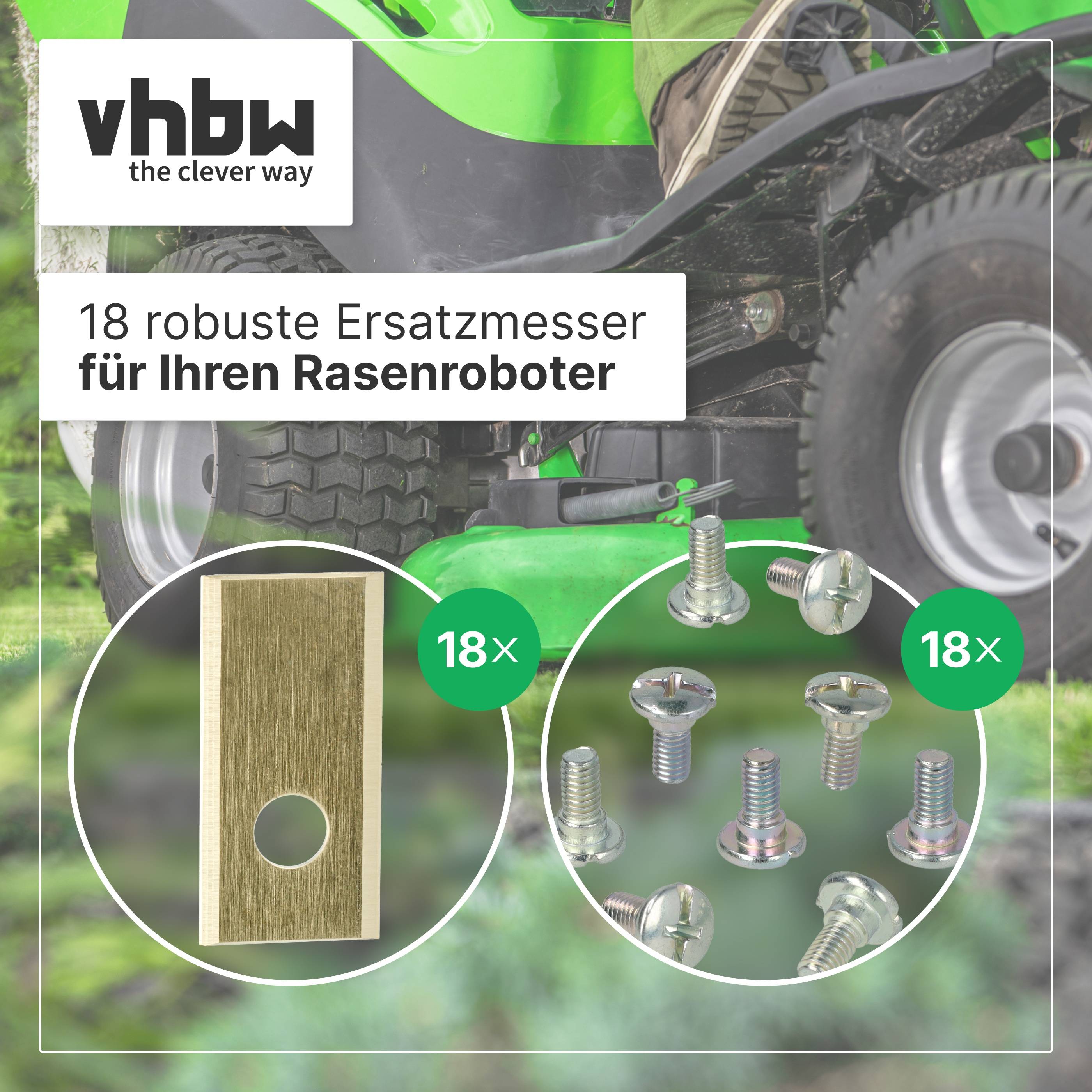 vhbw 18x Ersatz-Messer kompatibel mit LawnMaster Rasenmäher | Ersatzklinge Silber Gold, Titan-Apatit-2