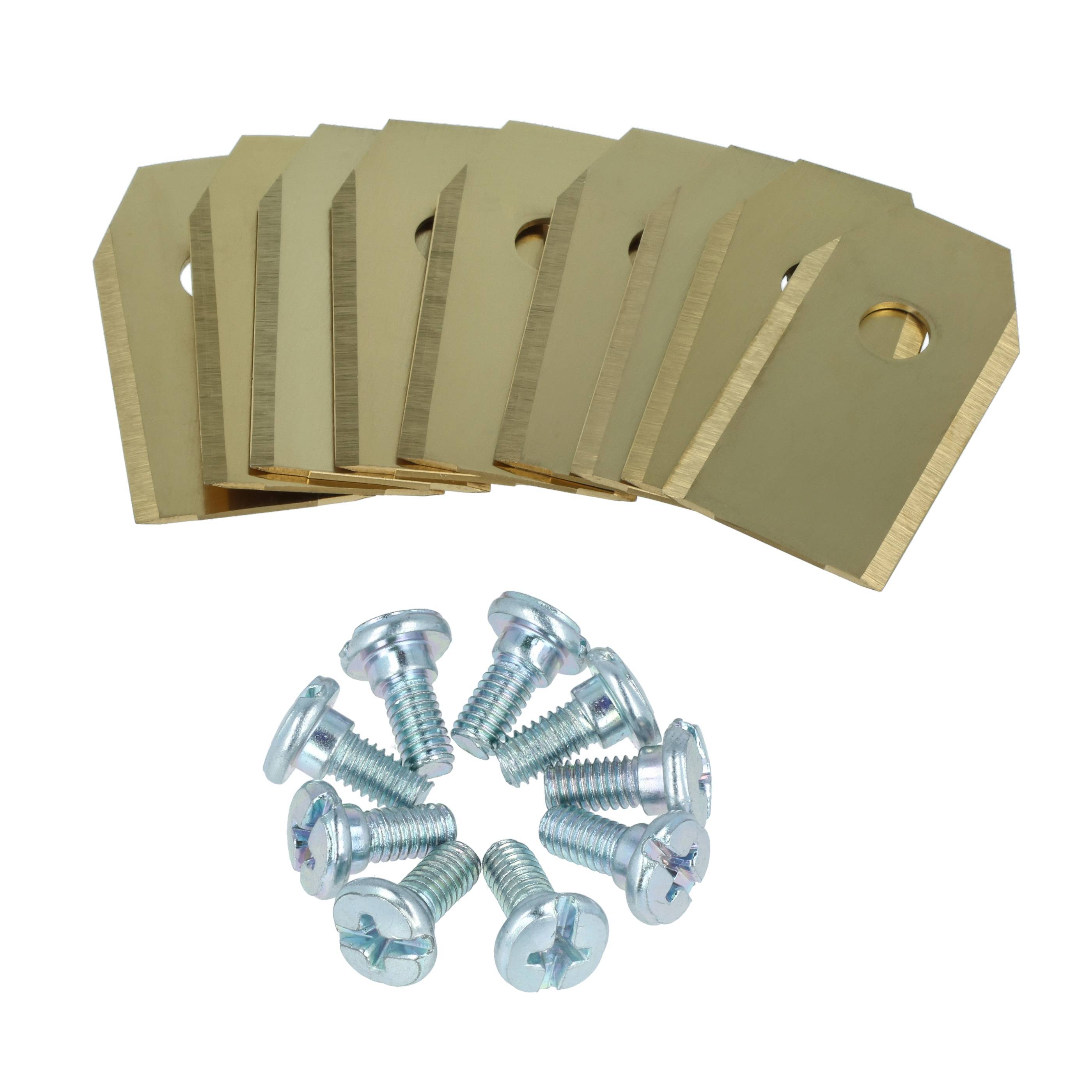 vhbw 9x Ersatz-Messer kompatibel mit Gardena R40li | R50Li, R38Li, R45Li, R70Li Rasenmäher - Ersatzklinge Silber Gold-0