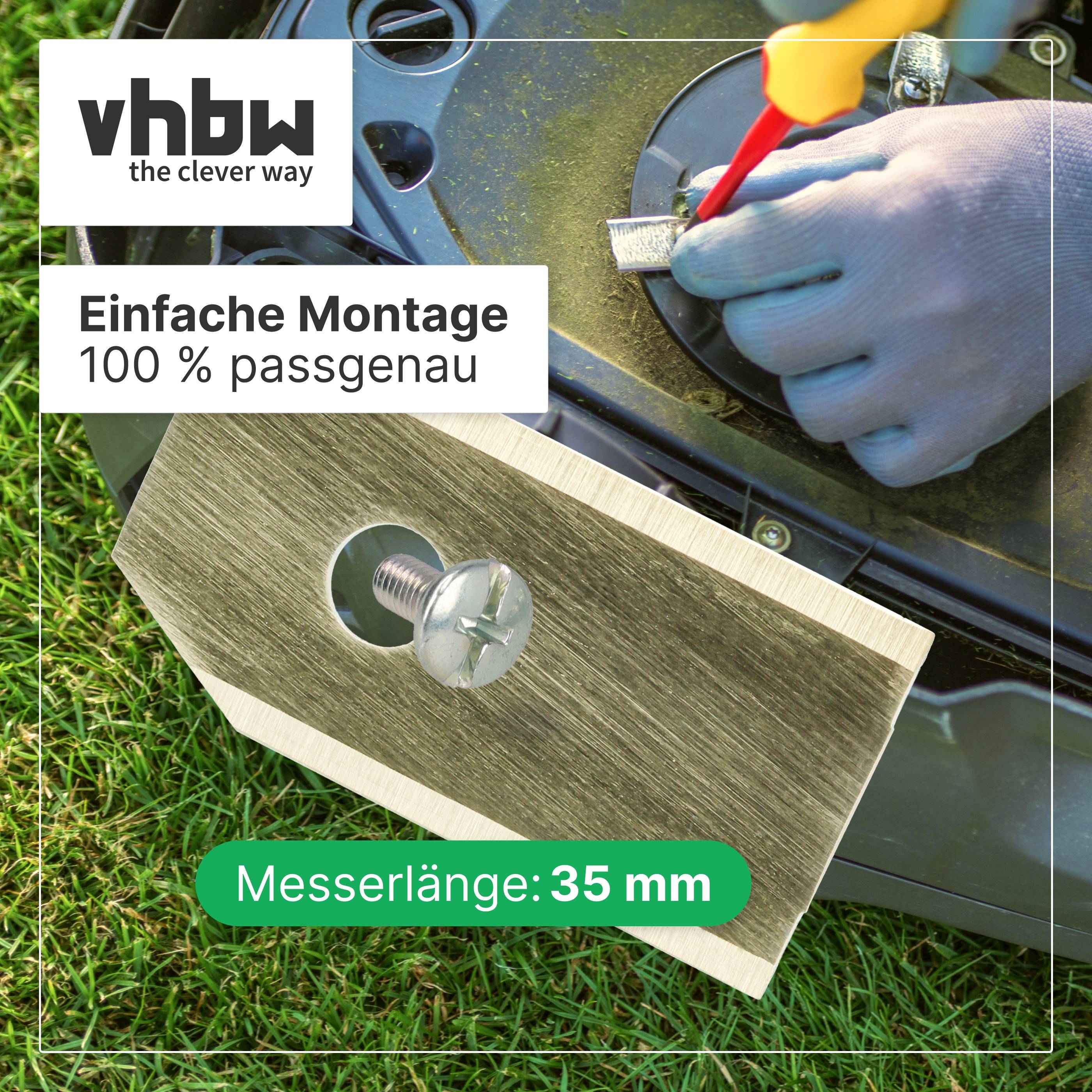 vhbw 9x Ersatz-Messer kompatibel mit Gardena R40li | R50Li, R38Li, R45Li, R70Li Rasenmäher - Ersatzklinge Silber Gold-3