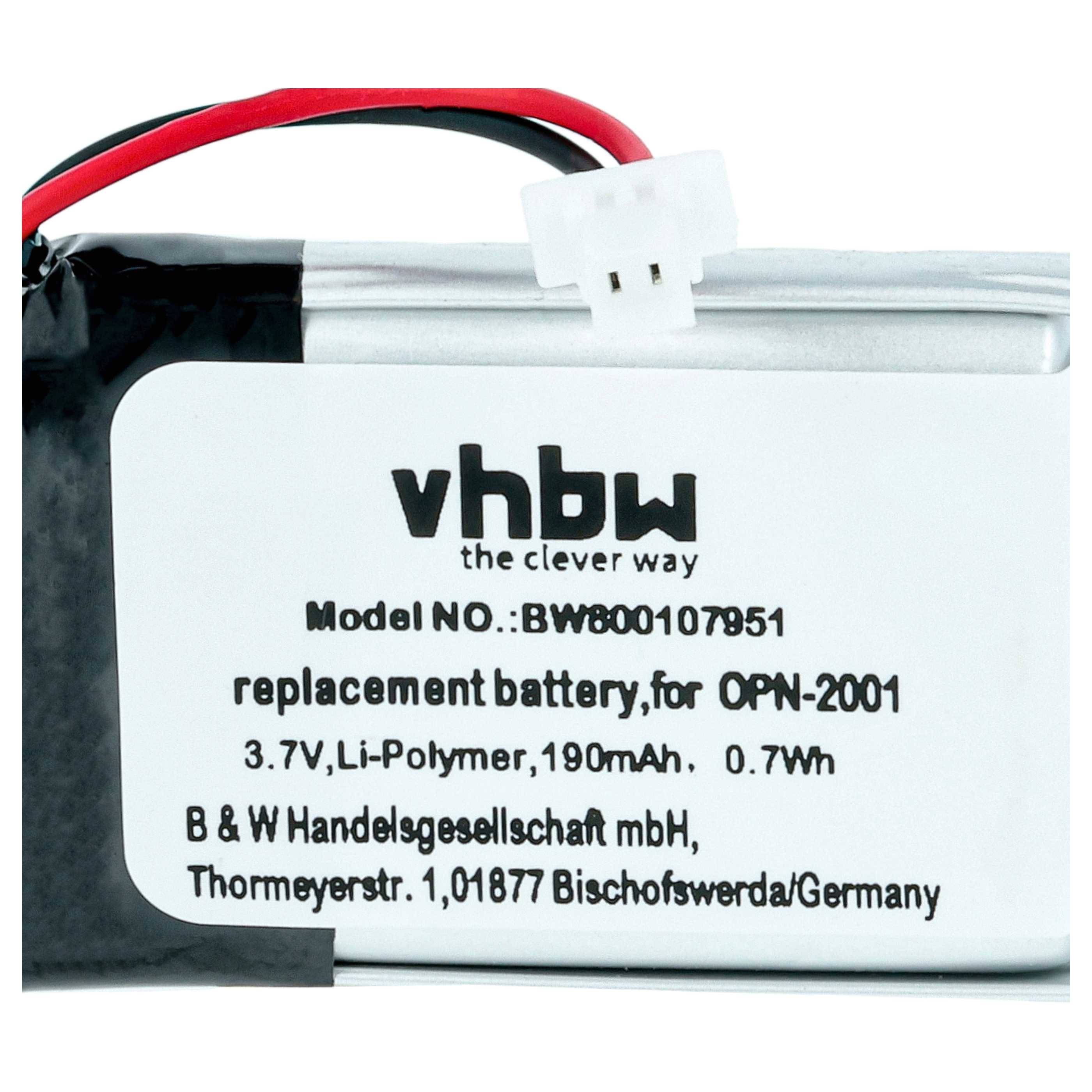 vhbw 5x Akku Ersatz für Opticon OPN-2001 | für Barcodescanner POS (190 mAh, 3,7 V, Li-Polymer)-3