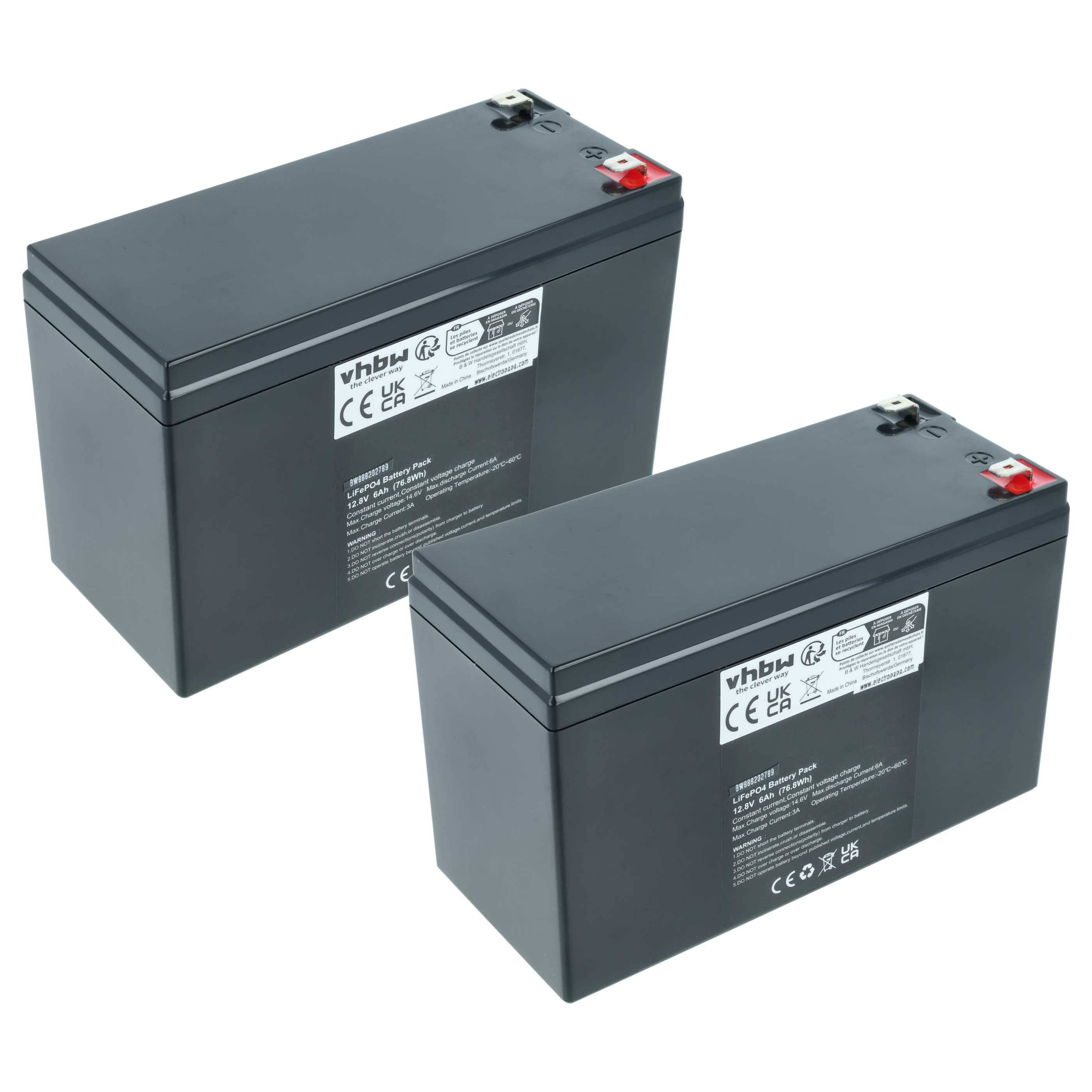 vhbw 2x Akku Bordbatterie für Wohnwagen | Boot, Camping, Wohnmobil (6 Ah, 12,8 V, LiFePO4), rechteckig-0