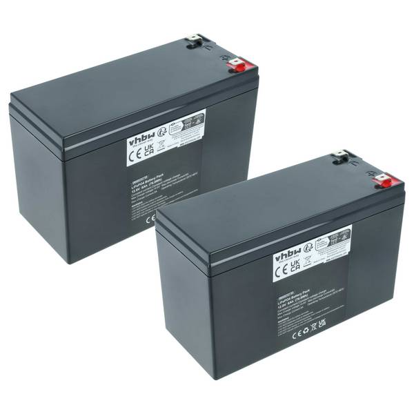 vhbw 2x Akku Bordbatterie für Wohnwagen | Boot, Camping, Wohnmobil (6 Ah, 12,8 V, LiFePO4), rechteckig