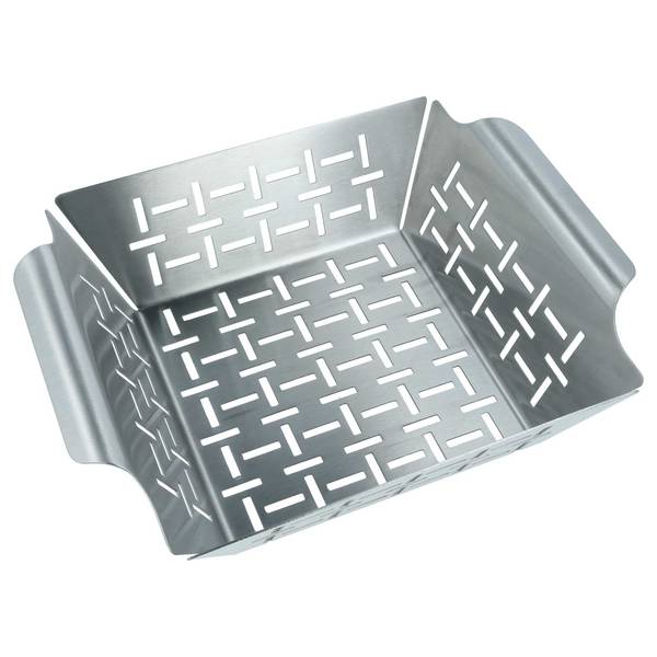 vhbw Grillkorb für Grills | Edelstahl, 22,1 x 18,2 x 6,8 cm, Spülmaschinenfest, Für Gemüse, Fleisch & Fisch