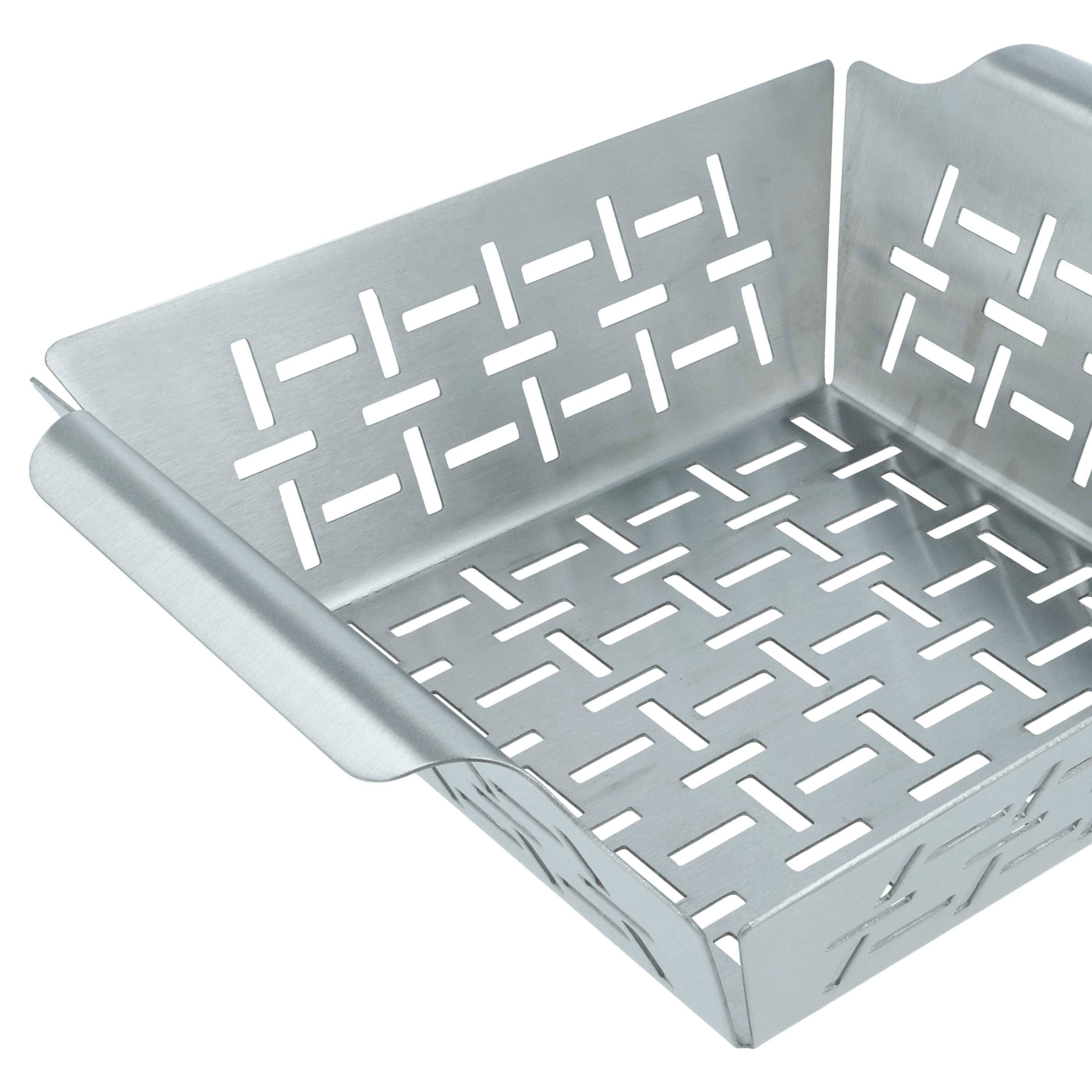 vhbw Grillkorb für Grills | Edelstahl, 22,1 x 18,2 x 6,8 cm, Spülmaschinenfest, Für Gemüse, Fleisch & Fisch-3