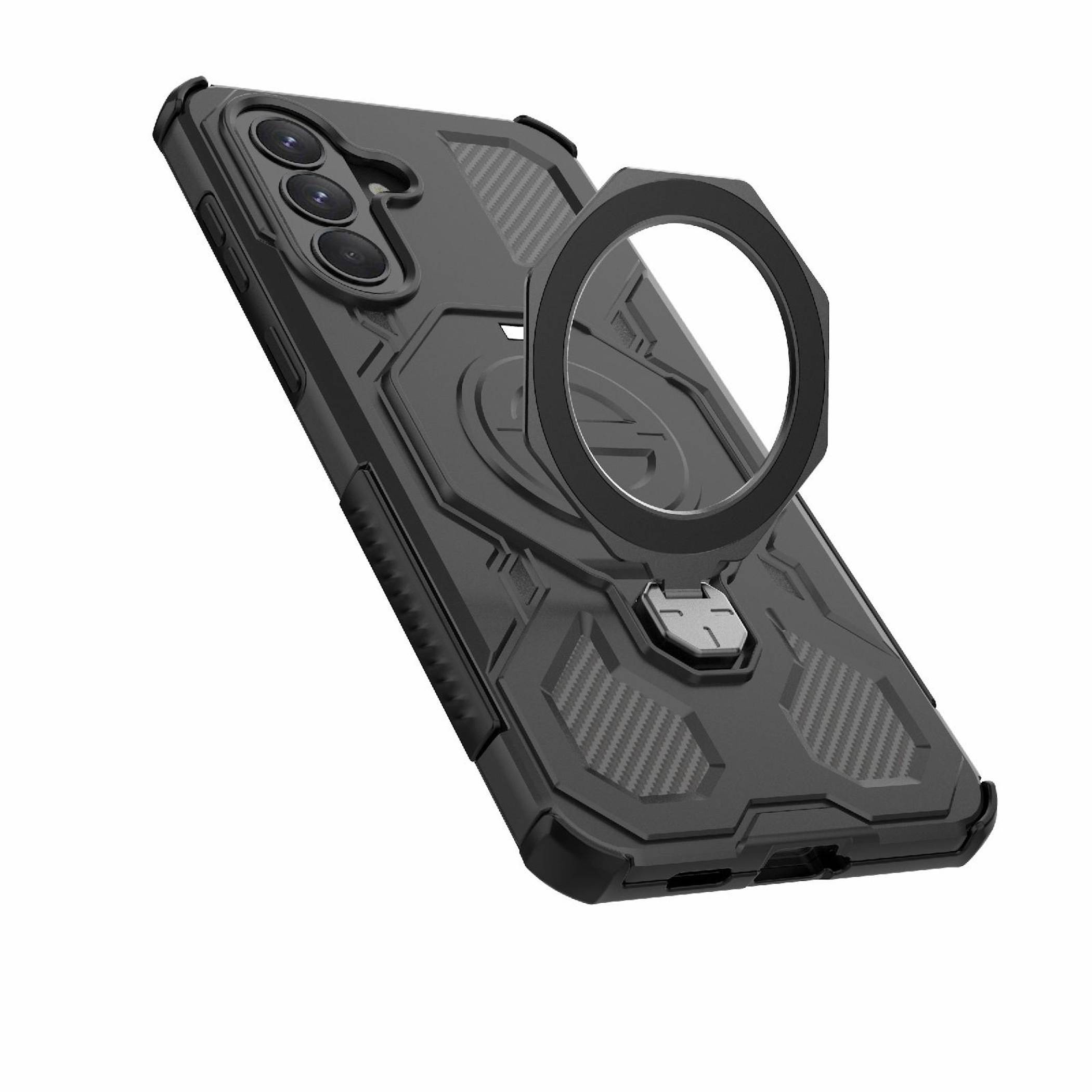 MagSafe Hülle für Samsung Galaxy A57 5G mit 360 Grad Dreh-Ring Schwarz-3